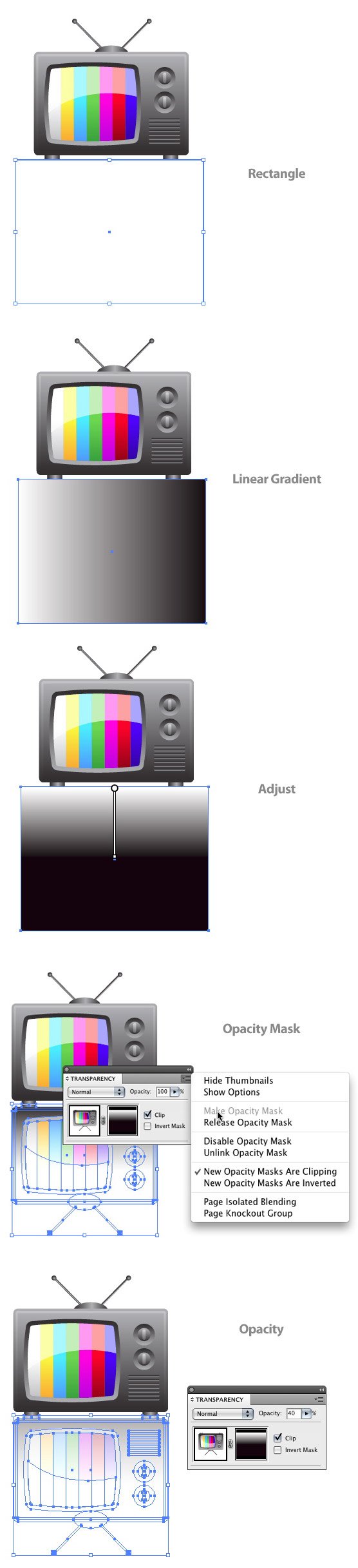 tv tut 31 illustrator Tutorials : How to create a Television Icon