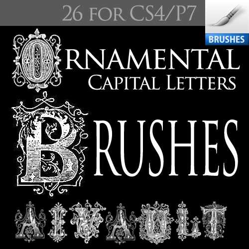 prev1 Exclusive Freebie : Vintage Ornate Capitals Photoshop Brushes
