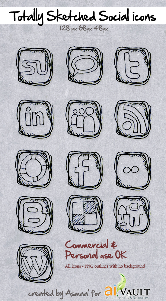 previcons Totally Sketched Social Media Icon Pack