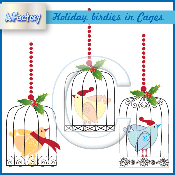 cagebirds christmas vector images Holiday birdies in cages and lotsa owls!