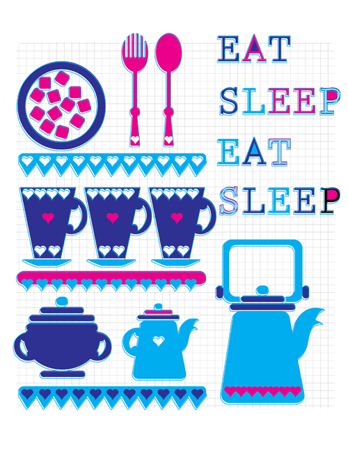 teapartybanner sketch 7- 100 days 100 sketches -Eat Sleep - Vector illustration - {Personal Work}