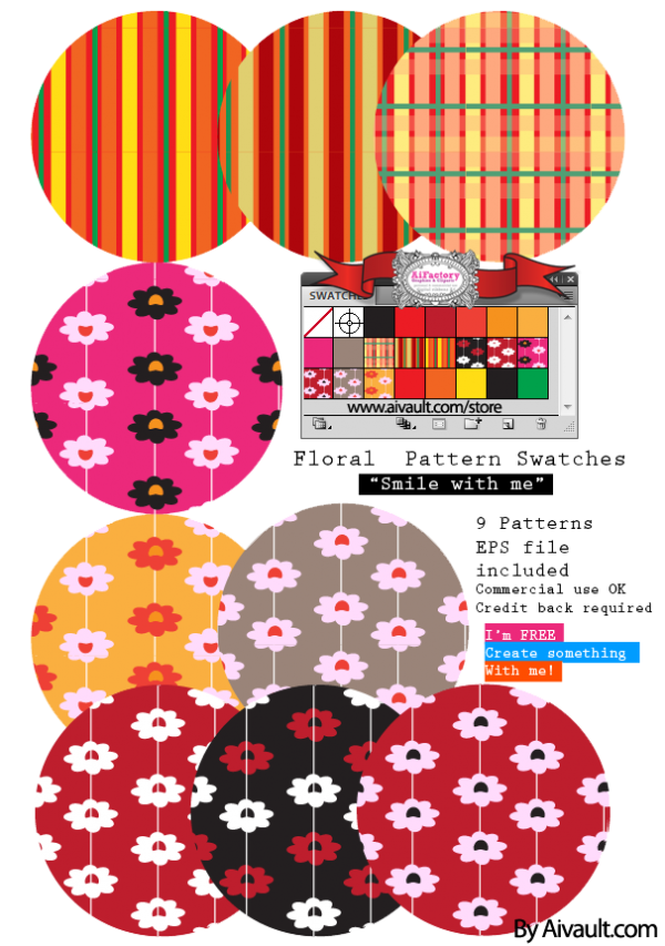 swatch floral Vector Freebie : 9 Floral Pattern Swatches