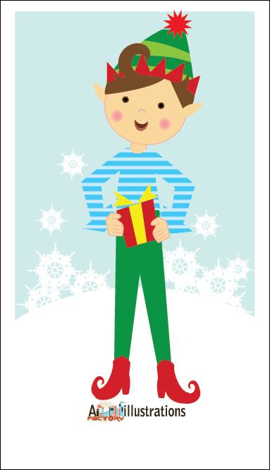 Capture3 {Vector Freebie} Christmas elf illustrations with a gift Character illustration