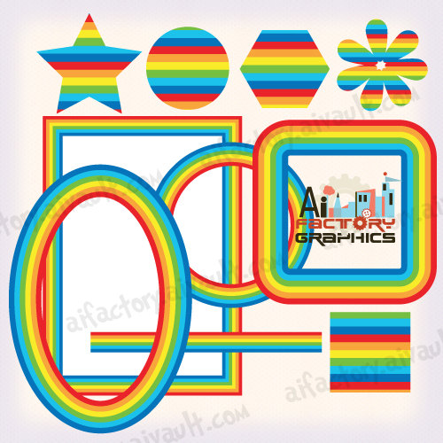 {Vector Freebie Premium Members} Rainbow Frames and shapes cliparts